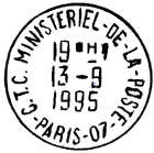 Timbre  date avec mention : C.T.C MINISTERIEL-DE-LA-POSTE / - PARIS - 07 -