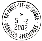 Timbre à date avec mention : CF-PARIS-ILE-DE-FRANCE / - SERVICES SPECIALISTES -