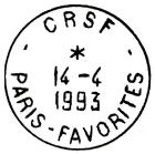 Timbre à date avec mention : C.R.S.F / - PARIS-FAVORITES -
