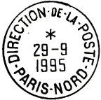 Timbre  date avec mention : DIRECTION-DE-LA-POSTE / - PARIS-NORD -