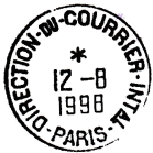 Timbre  date avec mention : DIRECTION-DU-COURRIER-INTAL / - PARIS -