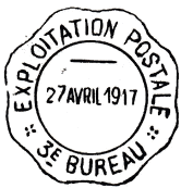 Timbre  date avec mention : EXPLOITATION POSTALE / X 3E BUREAU X