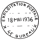 Timbre  date avec mention : EXPLOITATION POSTALE / X 4E BUREAU X