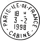 Timbre  date avec mention : PARIS-ILE-DE-FRANCE / - CABINE -