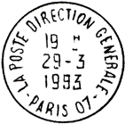 Timbre  date avec mention : LA POSTE DIRECTION GENERALE / - PARIS 07 - / 