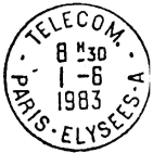 Timbre  date avec mention : TELECOM. / - PARIS-ELYSEES-A - / 