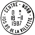 Timbre  date avec mention : CENTRE-NORD / 105 BD DE LA VILETTE -