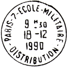 Timbre  date avec mention : PARIS-7-ECOLE-MILITAIRE / - DISTRIBUTION - / 