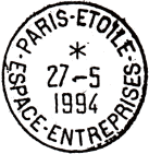 Timbre à date avec mention : PARIS-ETOILE / - ESPACE-ENTREPRISES -