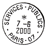 Timbre  date avec mention : SERVICES-PUBLICS / - PARIS-007 - / 