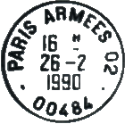 Timbre à date avec mention PARIS ARMEES + numéro et numéro dans le bas