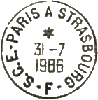 Les timbres  date modernes des ambulants avec mention : "S.C.E." + Nom de ville de dpart + "