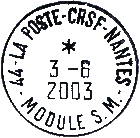 Timbre  date avec mention : numro de dpartement + "LA POSTE - CRSF - NANTES " / "- MODULE S.M. - " / 