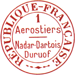 Les timbres des aronautes avec mention : REPUBLIQUE FRANCAISE / 1 AEROSTIERS NADAR - DARTOIS DURUOF