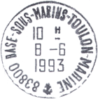 Timbre à date de la base de sous marins de Toulon