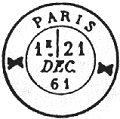Timbre  date au type 17 avec mention : X PARIS X (dit Diabolo)