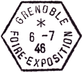 Timbre  date hexagonal avec mention : GRENOBLE FOIRE-EXPOSITION