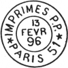 Timbre à date au type 15 avec mention IMPRIMES PP PARIS et numéro
