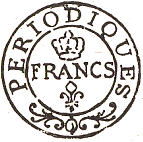 Marque circulaire avec mention "PERIODIQUES FRANCS" et lys