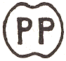 Marque circulaire avec cercle enfonc en haut en en bas et avec lettres PP / 