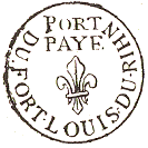 Marque de port pay de Fort Louis du Rhin avec mention : PORT PAYE DU FORT-LOUIS DU-RHIN