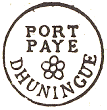 Marque de port pay de Huningue avec mention PORT PAYE DHUNINGUE et fleuron