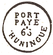 Marque de port pay de Huningue avec mention : PORT PAYE 63 HUNINGUE