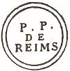 Marque double cercle de port pay de Reims avec mention : P.P. DE REIMS