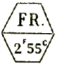 Marque hexagonale avec mention : FR 2f 55c