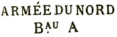 Marque linaire avec mention ARMEE DU NORD Bau et lettre du bureau (A  H et J  L) / 