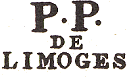 Marque linaire de port pay de Limoges avec mention : P.P. DE LIMOGES / 