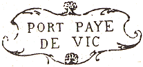 Marque linaire de port pay de Vic sur Seille avec mention : PORT PAYE DE VIC