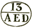 Marque ovale avec numro de 1  15 et mention : AED