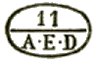 Marque ovale de petite taille avec  numro de 1  15 et mention : AED / 