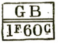 Marque rectangulaire avec lettres GB et valeur / 