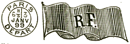 Oblitration mcanique drapeau trs dense RF et timbre  date avec mention DEPART