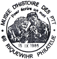Timbre à date de 1985 du musée postal de Riquewihr