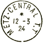 Timbre à date au type 04 avec ville et lettres TT (télégraphe et téléphone)