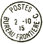 Timbre  date au type 04 avec mention POSTES BUREAU FRONTIERE et lettre