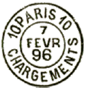 Timbre  date au type 15 avec mention : PARIS CHARGEMENTS et No