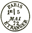 Timbre  date au type 16 avec mention : PARIS ETRANGER / 