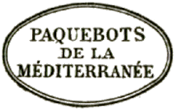 Timbre ovale avec mention PAQUEBOTS DE LA MÉDITERRANÉE