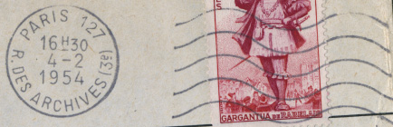Oblitération mécanique de Parias 5 lignes ondulées avec timbre à date à  gauche / 