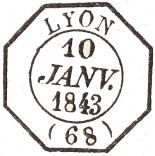 Timbre  date de hexagonal de Lyon / 