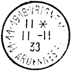 Timbre à date au type 04 avec mention : 11.11.1919 VRIGNE ARDENNES / 