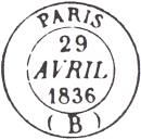 Timbre à date au type 14 des bureaux de quartier de Paris grandes lettres