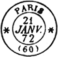 Timbre  date au type 15 avec mention PARIS * (60) * (toiles  six branches) / 