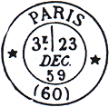 Timbre à date au type 17 avec mention : PARIS * (60) *