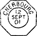 Timbre  date au type 84M-OCT utilis comme marque d'entre avec mention : CHERBOURG / 