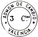 Timbre espagnol bleu avec mention : ADMON DE CAMBIO / VALENCIA